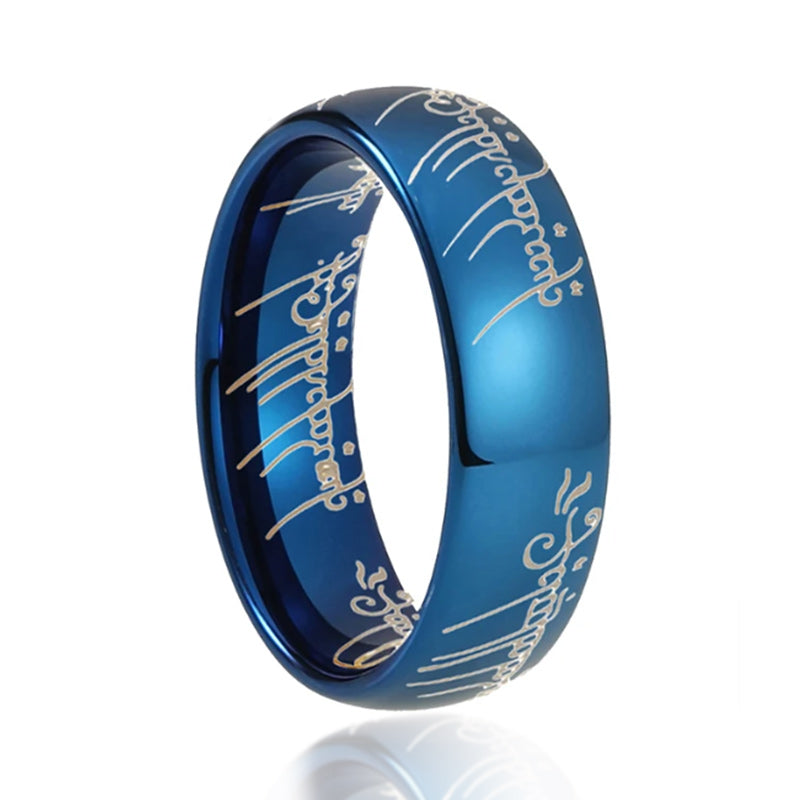 6MM Men's Tungsten Wedding Ring with Laser Pattern Blue-Rings-Innovato Design-7-Innovato Design