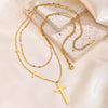 Gold & Silver Multi Layered Crosses Pendants Necklace