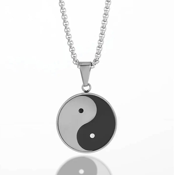 Stainless Steel Matte Finished Yin Yang Pendant Necklace-Necklaces-Innovato Design-Innovato Design