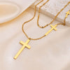 Gold & Silver Multi Layered Crosses Pendants Necklace