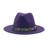 Wide Brim Wool Fedora Hat with Snake Skin Striped Band-Hats-Innovato Design-Purple-Innovato Design