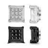 8mm Rhinestone Square Shape Magnetic Stud Black Silver Earrings-Earrings-Innovato Design-Black & Silver Color (2 Pair)-Innovato Design