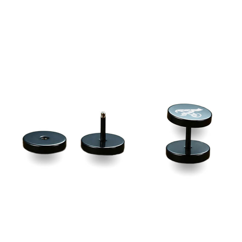 10mm Stainless Steel Stud Hoop Initials 26 Letter Stud Barbell Earrings for Men Women-Earrings-Innovato Design-A-Innovato Design