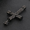 Gunmetal Gothic Black Necklace with Striped Cross Pendant and Chain
