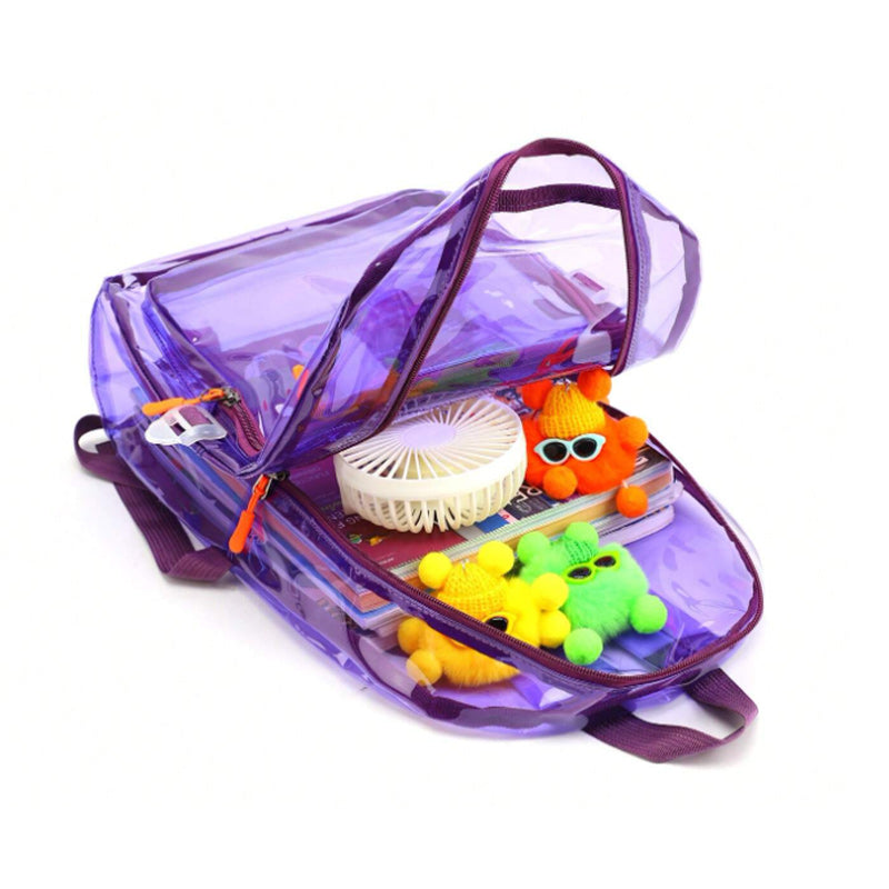 Clear Transparent PVC Multi-pockets School Travel Rucksack Sport Waterproof Comfort-Backpacks-Innovato Design-Black-Innovato Design