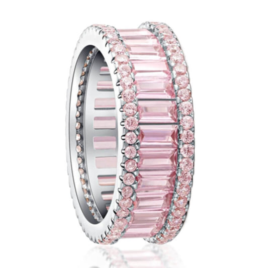 Pink 925 Sterling Silver Ring for Women with Cubic Zirconia-Rings-Innovato Design-6-Pink-Innovato Design