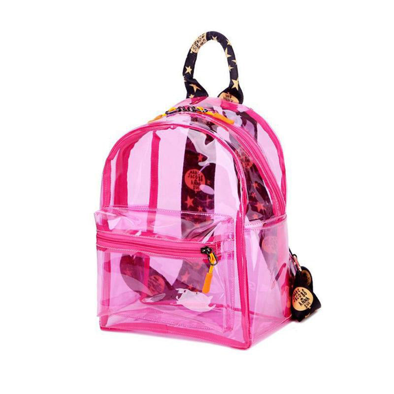 Cute Clear Mini Backpack Transparent Bookbag PVC for Women, Pink