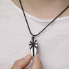 Black Tungsten Carbide Cross Pendant with Snake Chain Necklace