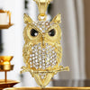 Pave-Set Crystal-Studded Owl Bling Stainless Steel Hip-hop Pendant Necklace