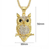 Pave-Set Crystal-Studded Owl Bling Stainless Steel Hip-hop Pendant Necklace