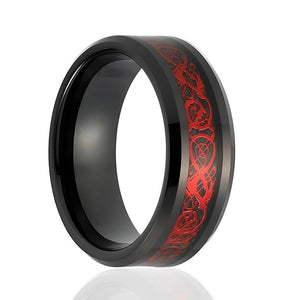 Red Dragon Black Tungsten Carbide Ring-Rings-Innovato Design-5-Innovato Design