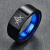 Men's Blue Black Plated Tungsten Masonic Ring G Mason Master Freemason-Rings-Innovato Design-7-Innovato Design