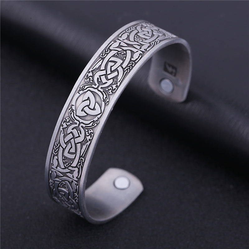 Magnetic Bracelet Celtic Cuff Stainless Steel Adjustable Bangle Trinity Knot-Bracelets-Innovato Design-Silver-Innovato Design