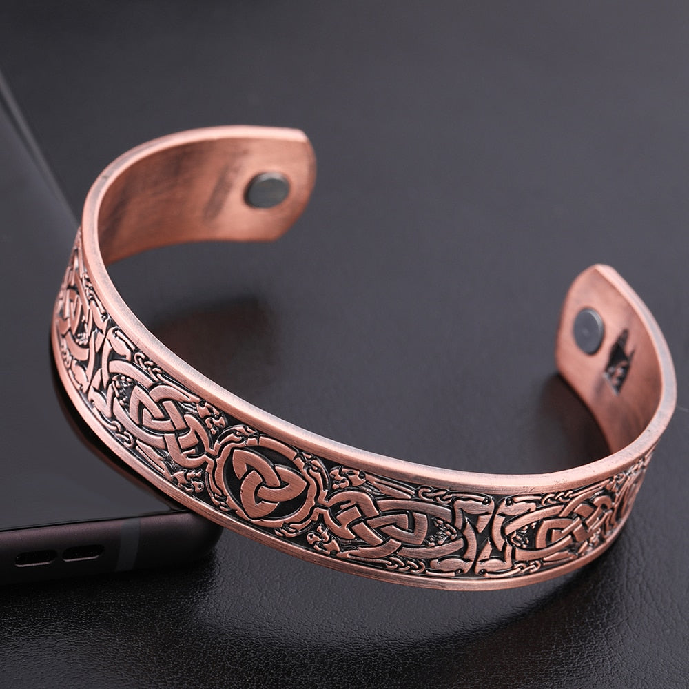 Magnetic Bracelet Celtic Cuff Stainless Steel Adjustable Bangle Trinity Knot-Bracelets-Innovato Design-Silver-Innovato Design