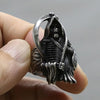 Men's Large Stainless Steel Ring Silver Tone Black Scythe Death Grim Reaper Skull Band-Rings-Innovato Design-7-Innovato Design