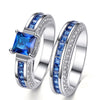 8mm Silver Celtic Dragon Inlay and Blue/White Cubic Zirconia Stainless Steel Wedding Ring Set