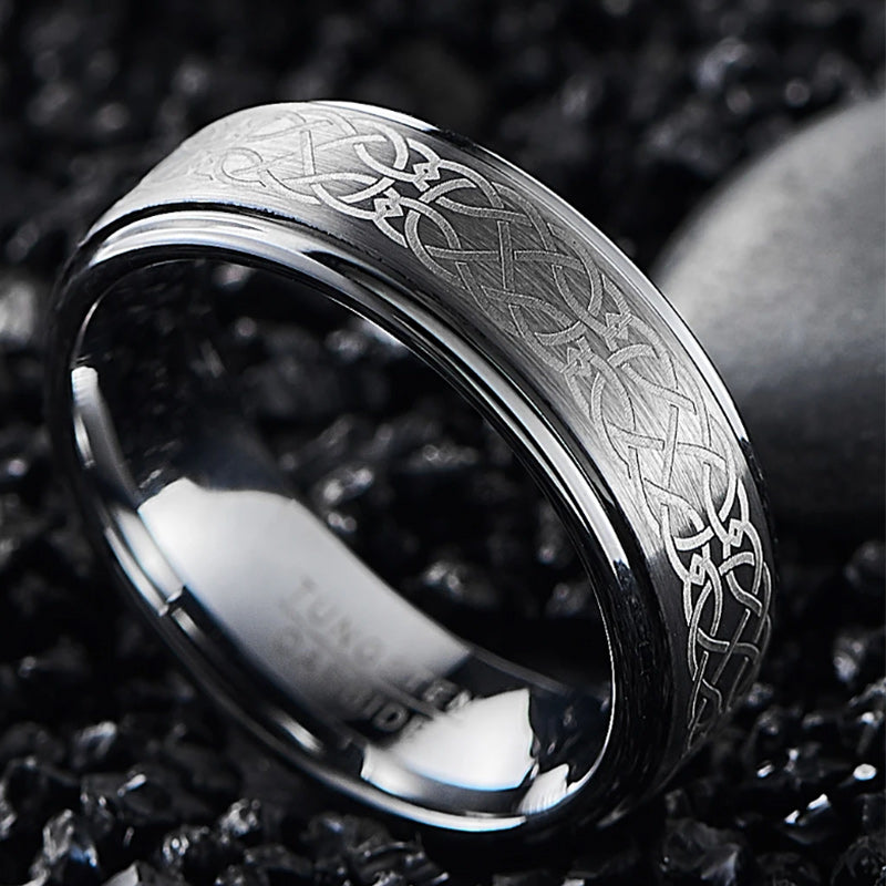 His & Her Tungsten Carbide and 925 Sterling Silver Cubic Zirconia Couple Rings Set-Rings-Innovato Design-7-5-Innovato Design