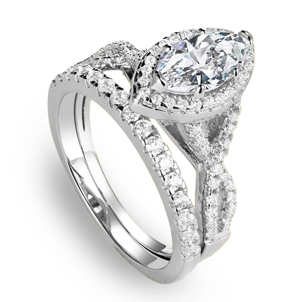 Sterling Silver Princess Cut Wedding Engagement Ring Anniversary Propose Eternity Bridal Halo