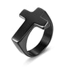 Men 5mm Stainless Steel Cross Ring Christian Wedding Black Band Polished
