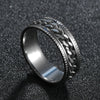 Stainless Steel 8mm Rings for Men Chain Rings Biker Grooved Edge Spinner Ring, Size 7-14-Rings-Innovato Design-Black-7-Innovato Design