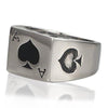 316L Stainless Steel Silver Tone Black Ace of Spades Poker Card Men's Ring Sizes 7-14-Rings-Innovato Design-7-Innovato Design