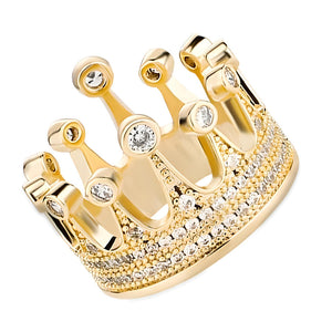 14K Gold Plating Two Tone Crown Cubic Zirconia Ring-Rings-Innovato Design-7-Innovato Design