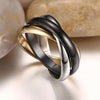 Stainless Steel Women's Triple Interlocked Rolling Wedding Band Ring-Rings-Innovato Design-4-Innovato Design