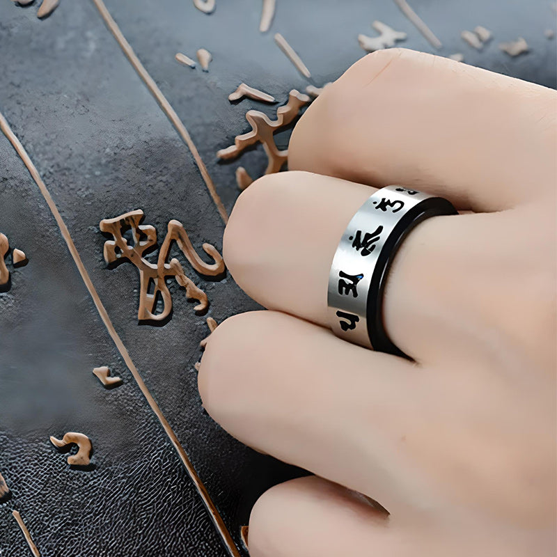Tibetan Buddhist Six True Syllable Mantra Spinner Buddhism Religious Ring-Rings-Innovato Design-7-Innovato Design