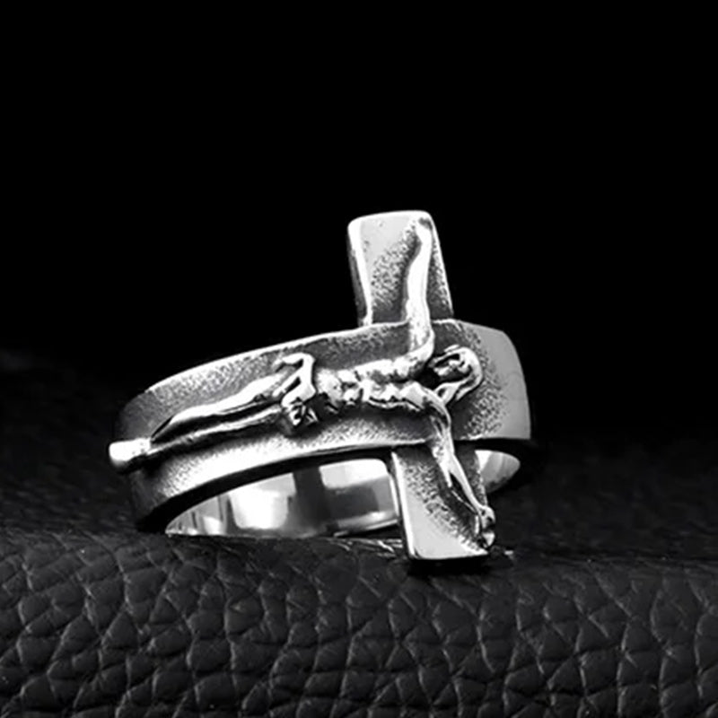 Men's Titanium Christian Jesus Cross INRI Ring-Rings-Innovato Design-7-Innovato Design