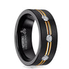 Men's Black 8mm Tungsten Carbide Ring Cubic Zirconia Wedding Engagement Promise Band