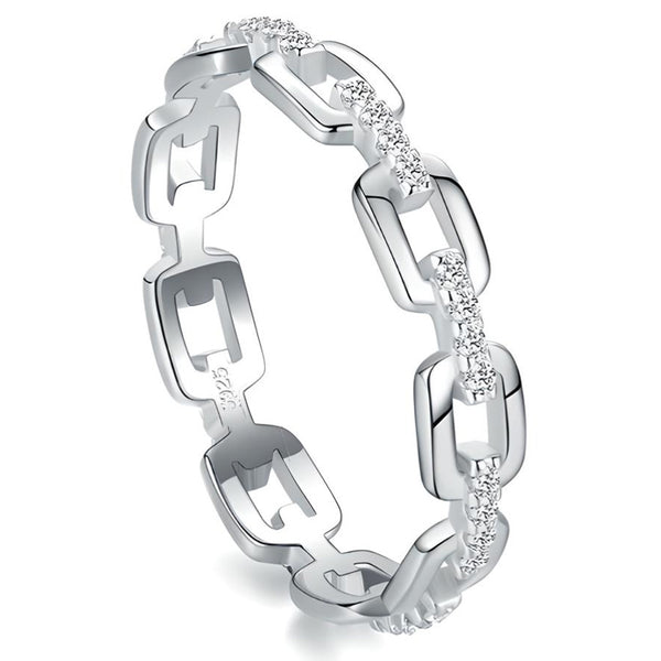 Women 925 Sterling Silver Open Geometric Ring