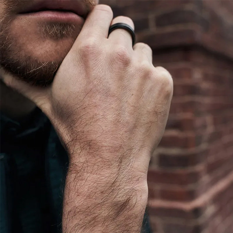 8MM Men's Black Titanium Ring Wedding Band Engraved I Love You-Rings-Innovato Design-7-Innovato Design