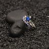 Blue Cubic Zirconia Claddagh and Forever Love Stainless Steel Wedding Bands Set