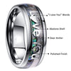 8MM Men's Abalone Deer Anther Titanium Ring Wedding Band Engraved I Love You-Rings-Innovato Design-6-Innovato Design