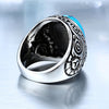 Men Stainless Steel Turquoise Ring Classic Vintage Blue Silver-Rings-Innovato Design-7-Innovato Design