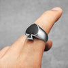 Men's Stainless Steel Ring Silver Tone Black Ace of Spades Poker Card-Rings-Innovato Design-8-Innovato Design