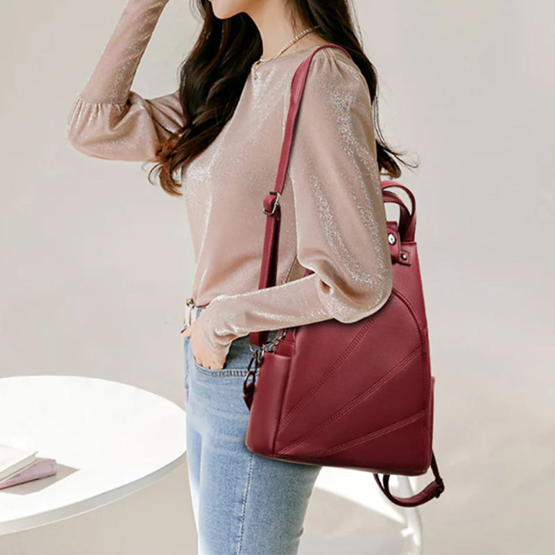 Leather School Bag and Anti-Theft Backpack-Backpacks-Innovato Design-Blue-Innovato Design