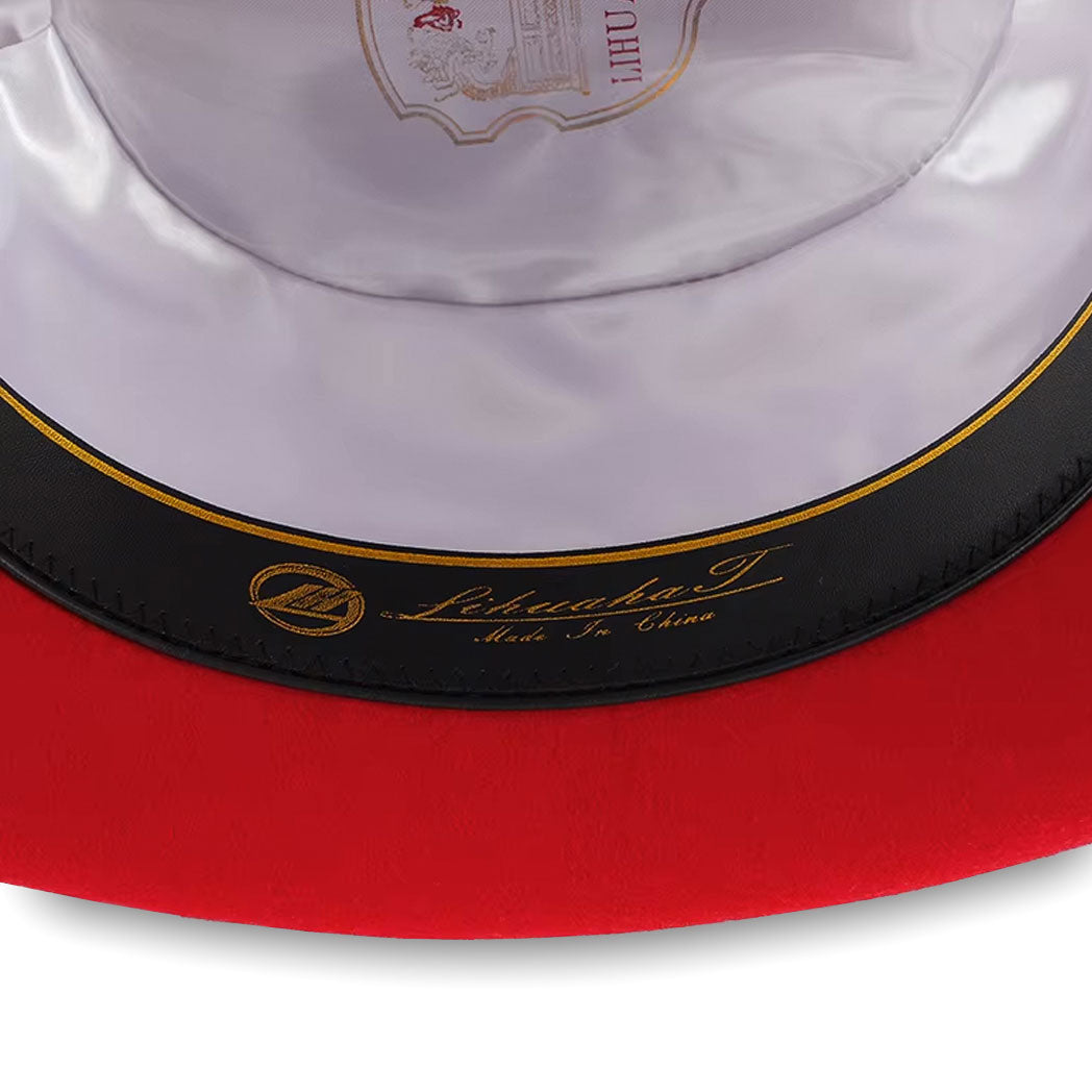 Black Wool Fedora Trilby Hat with Pure Cotton Feather in Hatband