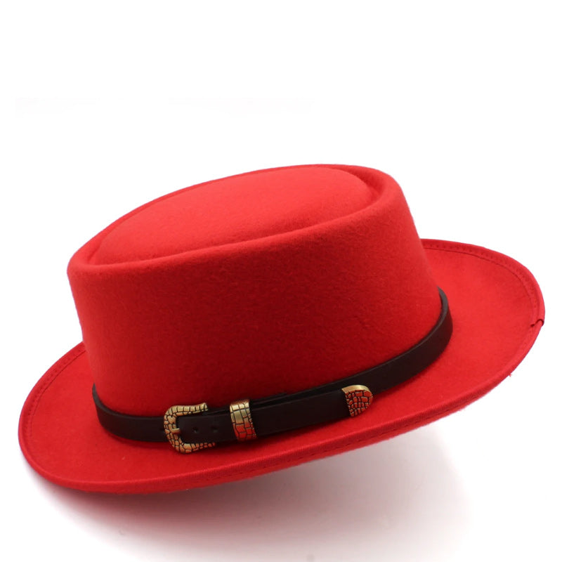 Vintage Wide Brim Fedora Trilby Hat with Black Hatband-Hats-Innovato Design-Red-Innovato Design