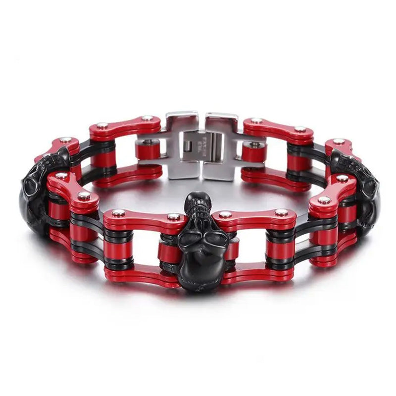 Stainless Steel Two Tone Skull Bracelet-Skull Bracelet-Innovato Design-Silver and Gold-Innovato Design