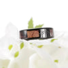 Men's 8mm Black Titanium Ring with Contrasting Engraved Crosses and Brown Camouflage Inlaid