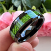 Black Tungsten Carbide with Green Meteorite Inlay Wedding Band