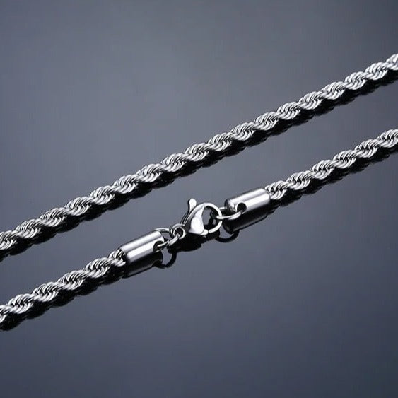 4MM Stainless Steel Twist Rope Chain Necklace for Men Women-Necklaces-Innovato Design-18.0 inches-Innovato Design