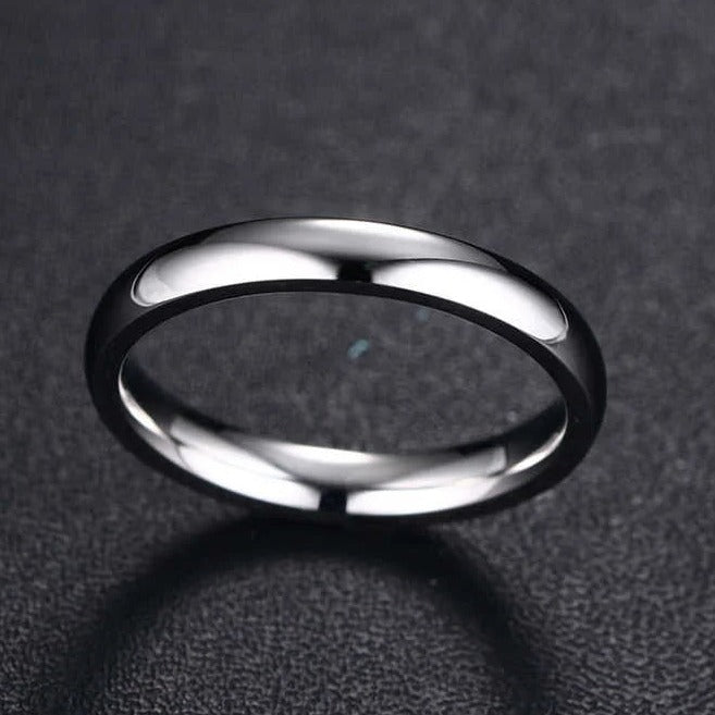 Silver Plated Stainless Steel with Round-Cut Cubic Zirconia Wedding Band-Rings-Innovato Design-6-5-Innovato Design
