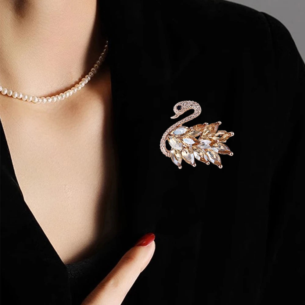 Women's Crystal Elegant Swan Bird Bridal Brooch Pin-jewelry-Innovato Design-Colorful-Innovato Design