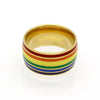 10mm Stainless Steel Gold Plated Rainbow Enamel Wedding Promise Band Ring-Rings-Innovato Design-6-Innovato Design