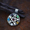 Elemental Crystal Wiccan Pagan Magic Star Pentacle Pentagram Pewter Pendant-Necklaces-Innovato Design-Innovato Design