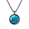 Triple Moon Goddess Pentagram Black Blue Pendant Necklace