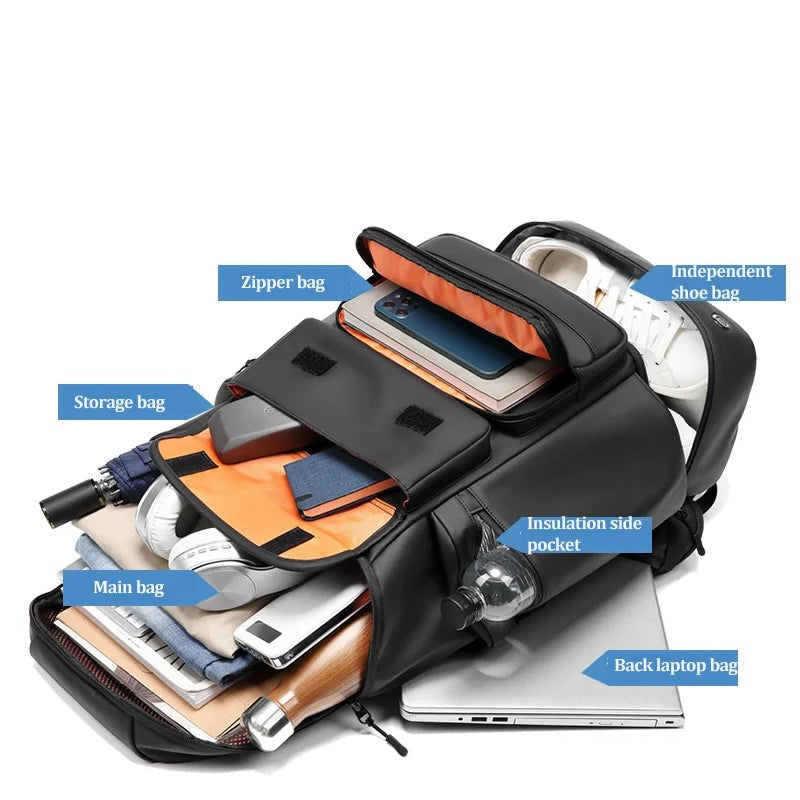 Multifunction Waterproof USB Charging 45 Liter Backpack with Shoe Compartment