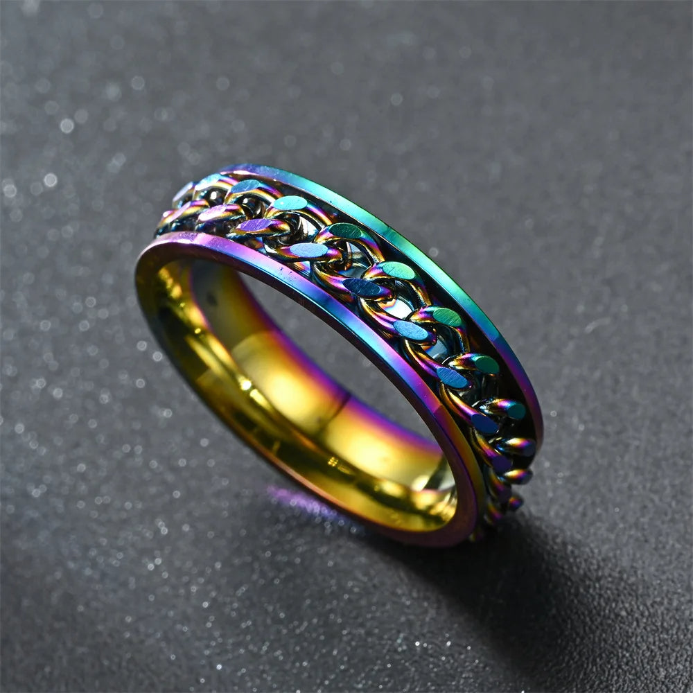 2Pcs 6MM Stainless Steel Spinner Rings for Men Women Promise Set-Rings-Innovato Design-6-Innovato Design